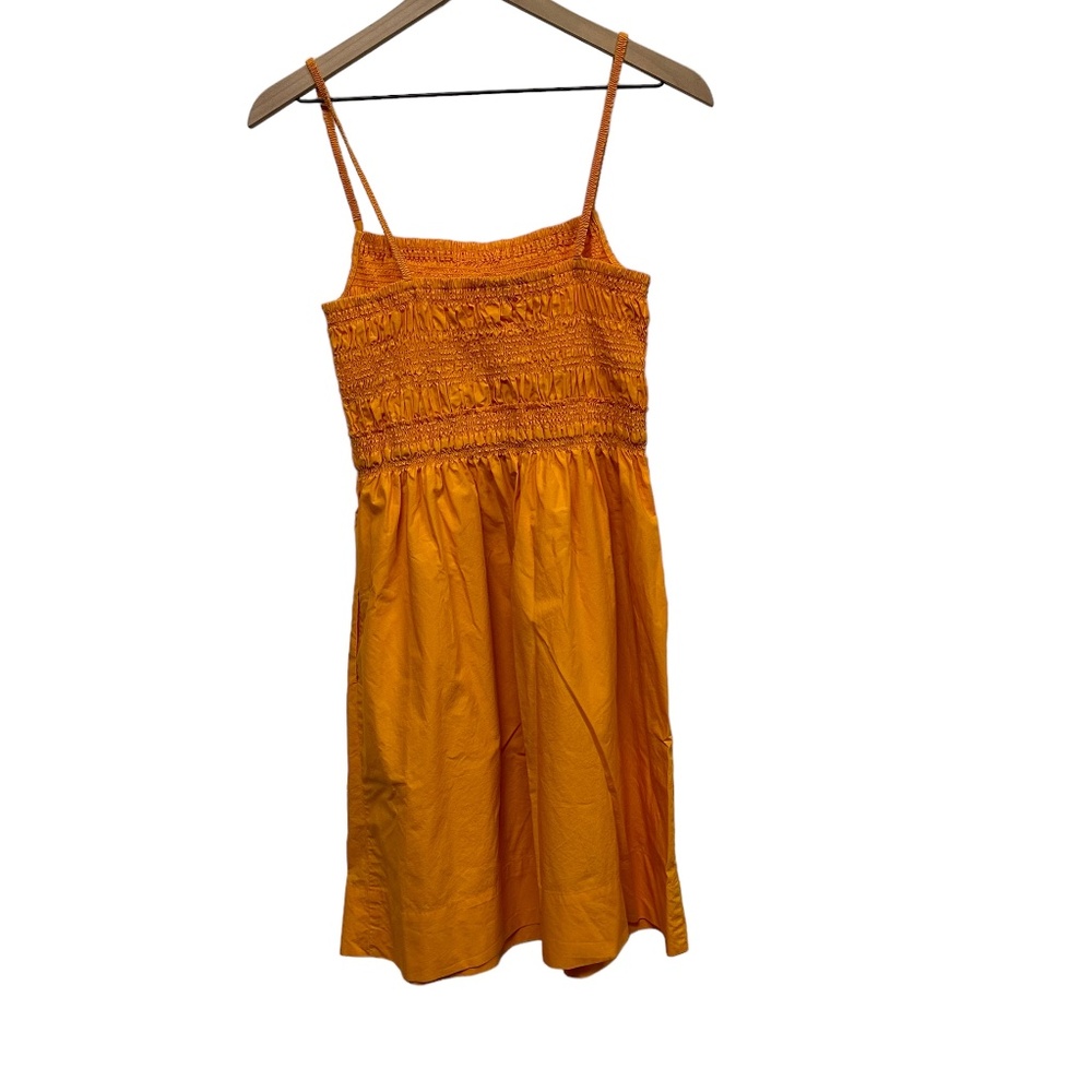 Aritzia Wilfred Sorrell Dress Citrico Orange Smocked Cotton Women's size Medium - Picture 4 of 5